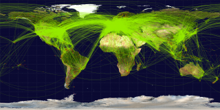 map of airline traffic around the world