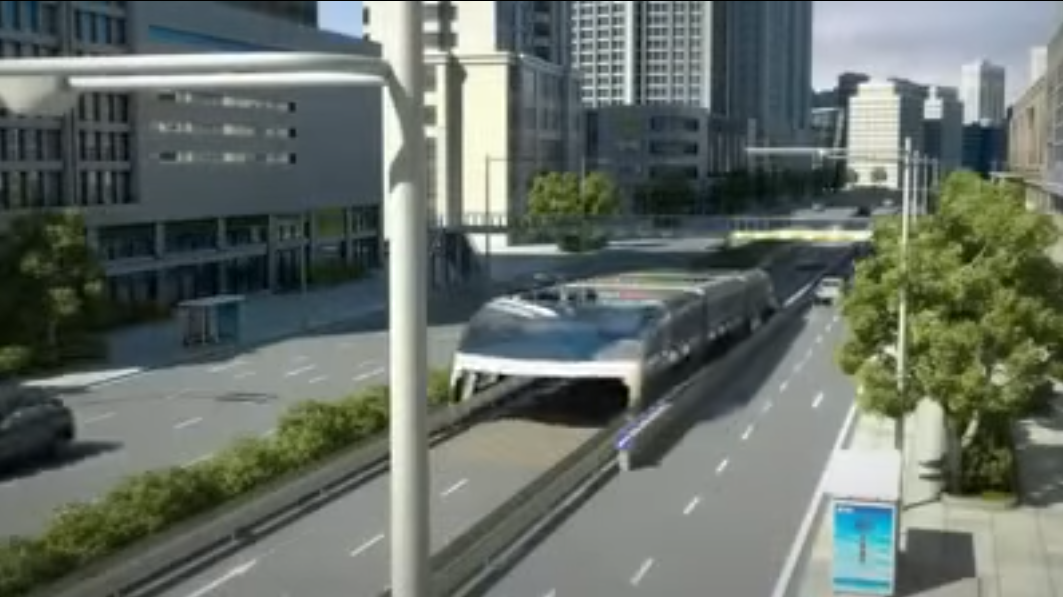 China Unveils Straddling Bus Designed to Beat Traffic Jams