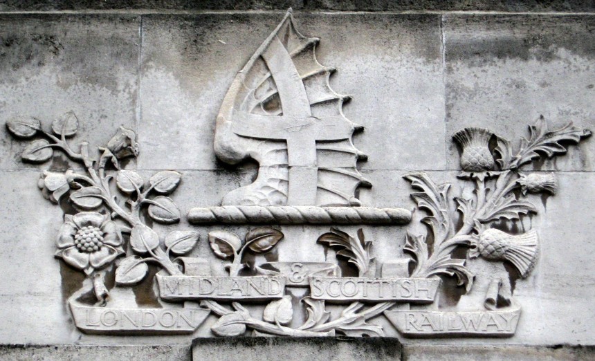 Railroad LMS shield on station in Leeds