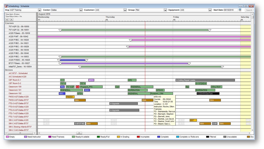 training scheduling system